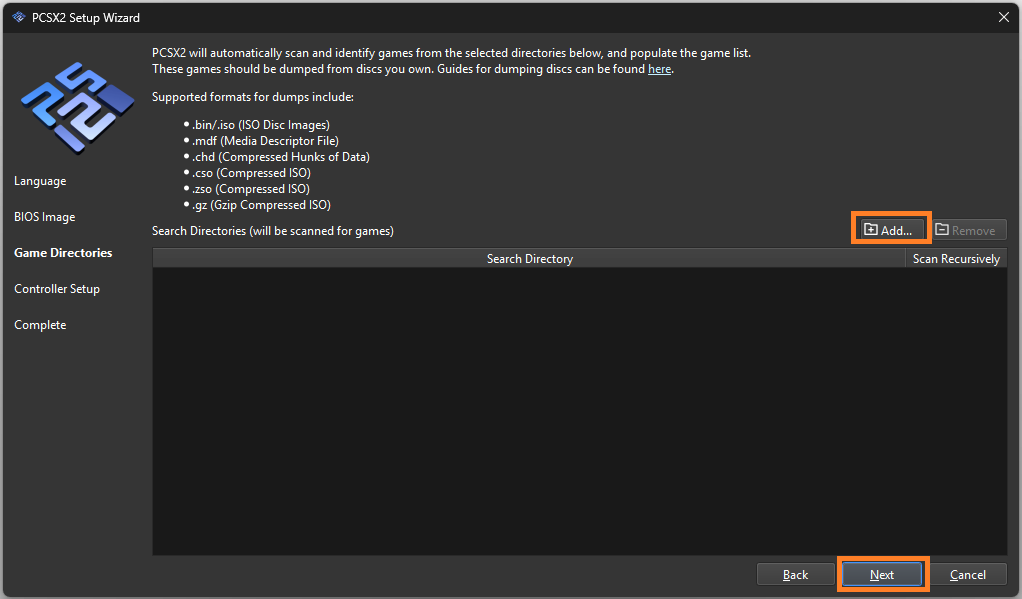 Add Game Directory in PCSX2